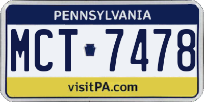 PA license plate MCT7478