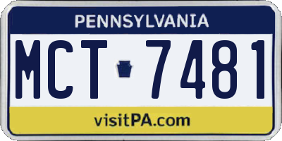 PA license plate MCT7481
