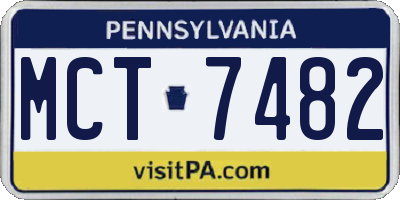 PA license plate MCT7482