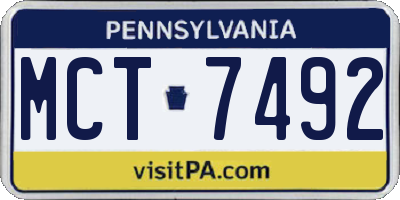 PA license plate MCT7492