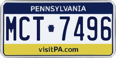 PA license plate MCT7496