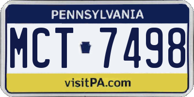 PA license plate MCT7498