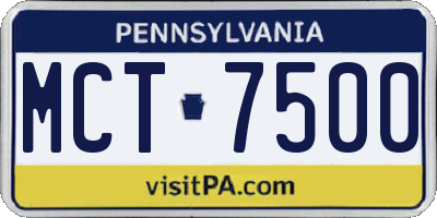 PA license plate MCT7500