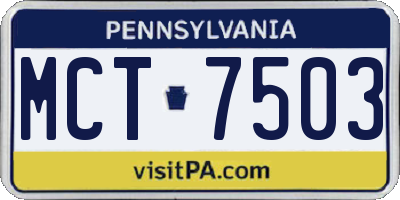 PA license plate MCT7503