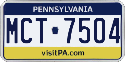 PA license plate MCT7504