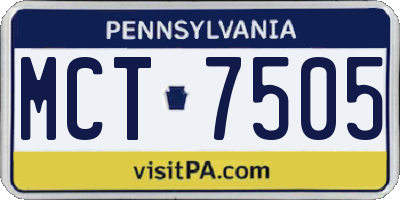 PA license plate MCT7505