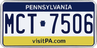 PA license plate MCT7506