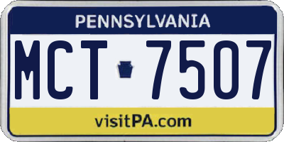 PA license plate MCT7507