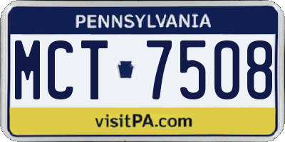 PA license plate MCT7508