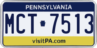 PA license plate MCT7513