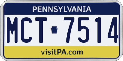 PA license plate MCT7514