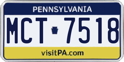 PA license plate MCT7518