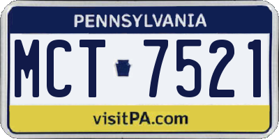 PA license plate MCT7521