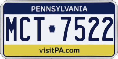 PA license plate MCT7522
