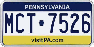 PA license plate MCT7526