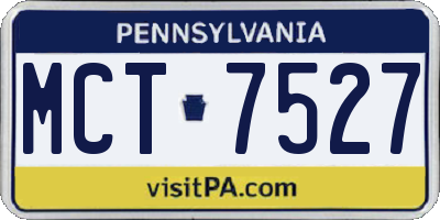 PA license plate MCT7527