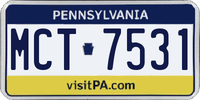 PA license plate MCT7531