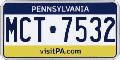 PA license plate MCT7532