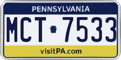 PA license plate MCT7533