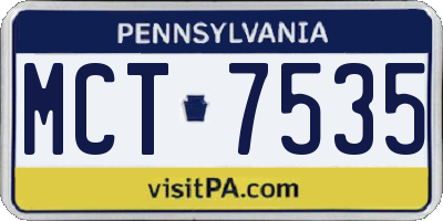 PA license plate MCT7535