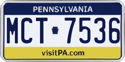 PA license plate MCT7536