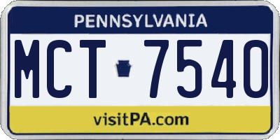PA license plate MCT7540