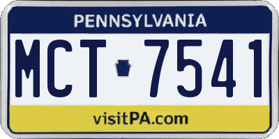 PA license plate MCT7541