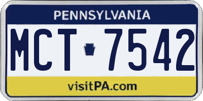 PA license plate MCT7542
