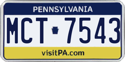 PA license plate MCT7543