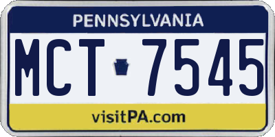 PA license plate MCT7545