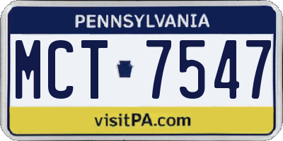PA license plate MCT7547