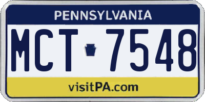 PA license plate MCT7548
