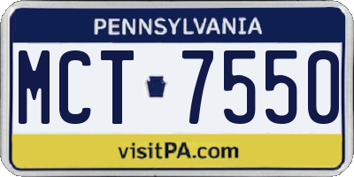 PA license plate MCT7550