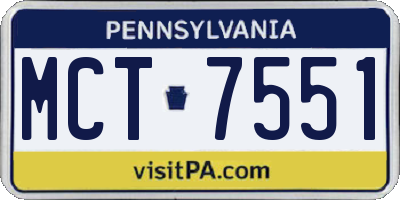 PA license plate MCT7551