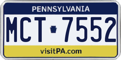 PA license plate MCT7552