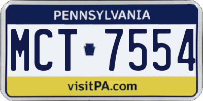 PA license plate MCT7554