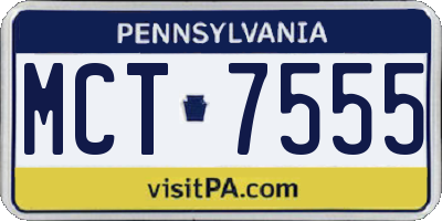 PA license plate MCT7555