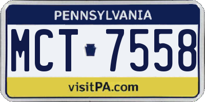 PA license plate MCT7558