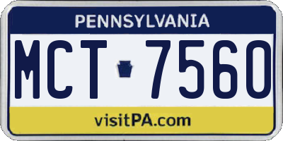 PA license plate MCT7560