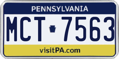 PA license plate MCT7563