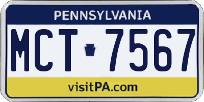 PA license plate MCT7567