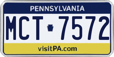 PA license plate MCT7572