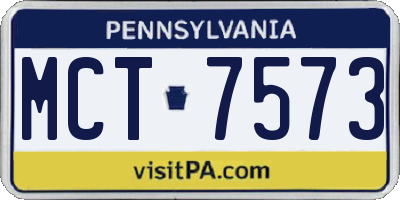 PA license plate MCT7573