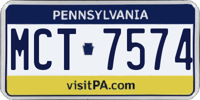 PA license plate MCT7574