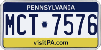 PA license plate MCT7576