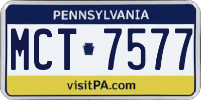 PA license plate MCT7577