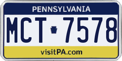 PA license plate MCT7578