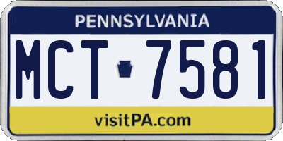 PA license plate MCT7581