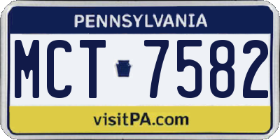 PA license plate MCT7582