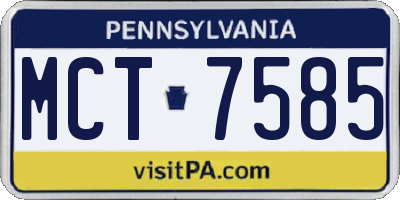 PA license plate MCT7585